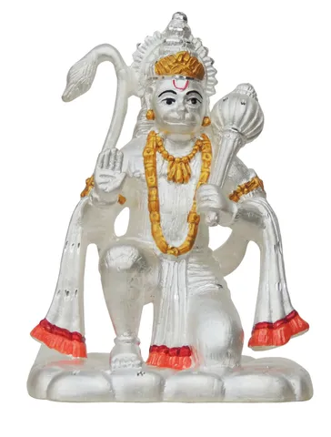 Pure Silver Hanuman ji  idol Statue - 999 Hallmarked Silver Statue-3.5*2.2*5 Inch, 82.1 gm  (SL016 B)