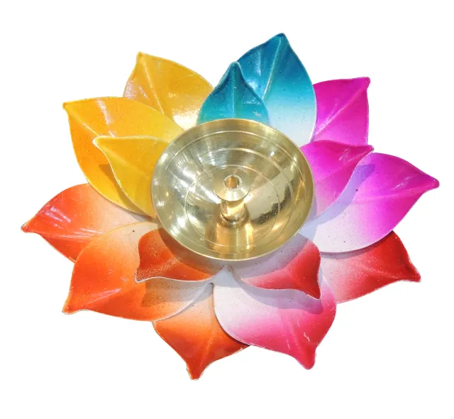 Brass decorative colourful Deepak -4*4*1.2 Inch (Z567 C)