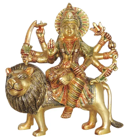 Brass Showpiece Durga Ji God Idol Statue - 8*2.5*9 Inch (BS937 V)