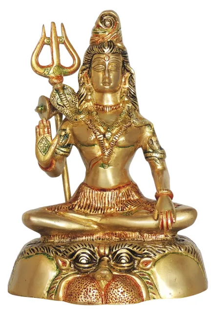 Brass Showpiece Shiv Ji God Idol Statue - 8*6.5*11 Inch (BS947 F)