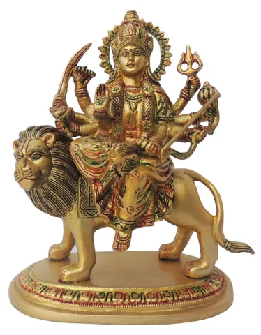 Brass Showpiece Durga Ji God Idol Statue - 7.5*4.6*9.2 Inch (BS937 R)