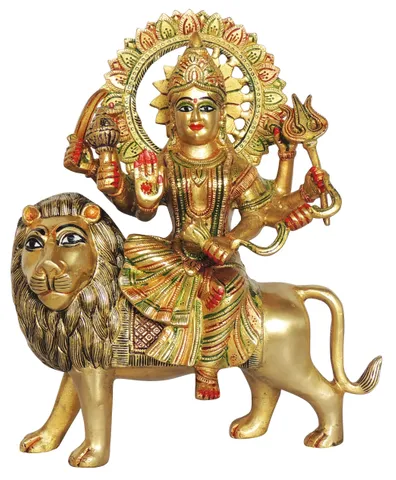 Brass Showpiece Durgaji Colour  God Idol Statue - 10*4*12 Inch (BS937 N)