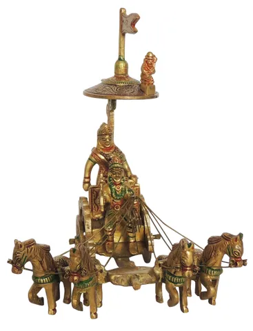 Brass Showpiece Arjun Rath statue - 6.5*5.2*7 Inch (BS070 M)