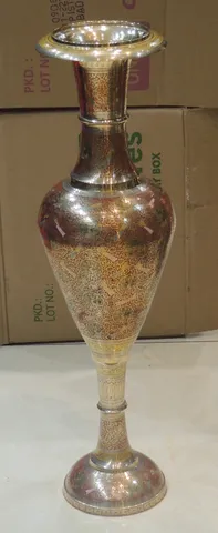Brass Coloured Flower Vase with handwork 8*8*30 Inch (F507 G)