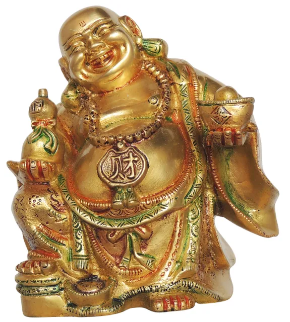 Brass Showpiece Laughing Budha Big God Idol Statue - 8*4.5*9 Inch (BS036 F )