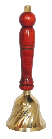 Brass Showpiece Ghanti Bell with wood handle - 2.5*2.5*7.5 Inch (Z563 E )