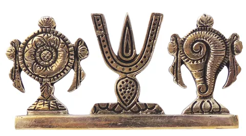 Brass Showpiece Shankh Chakra Namah God Idol Statue - 4*0.5*2.2 Inch (BS1072 X )