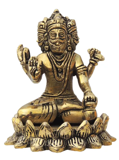 Brass Showpiece Brahma Ji God Idol Statue - 3.5*3.5*4 Inch (BS1397 F )