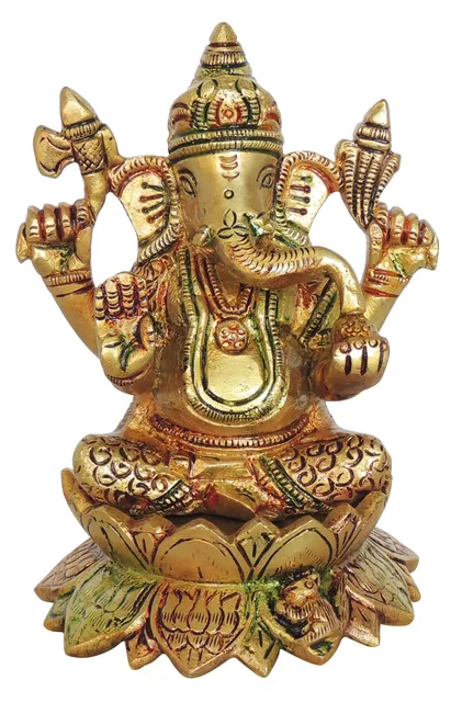 Brass Showpiece Ganesh Ji God Idol Statue - 4*3.5*5.5 Inch (BS1411 G )