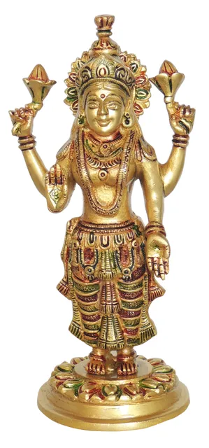 Brass Showpiece Laxmi Colour God Idol Statue - 4.5*3.5*9.3 Inch (BS1412 L )