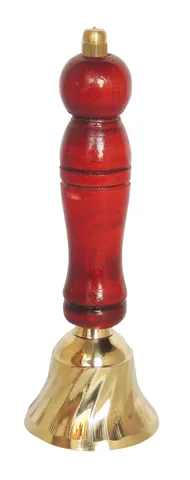 Brass Showpiece Ghanti Bell with wood handle - 1.6*1.6*5.2 Inch (Z563 C )