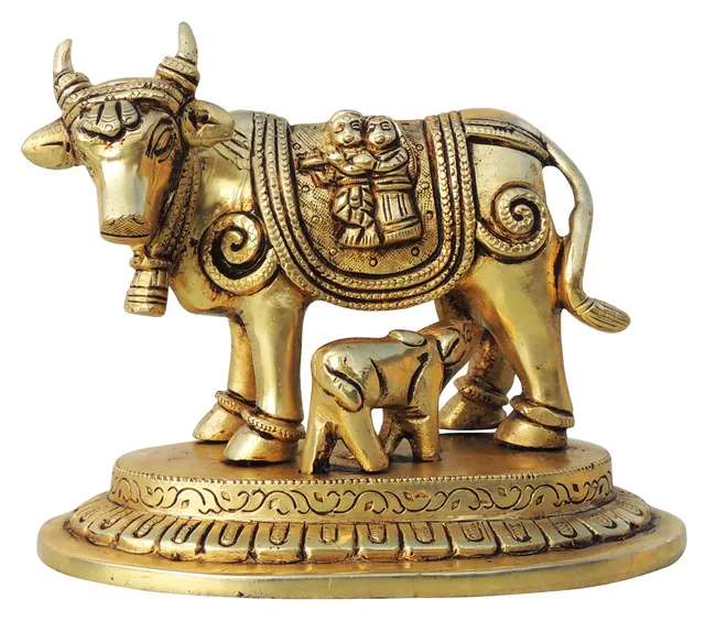 Brass Showpiece Cow God Idol Statue - 6.2*4*5 Inch (BS1442 D)
