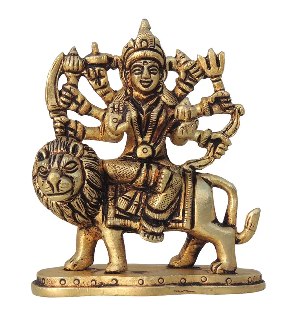 Brass Showpiece Durga Ji God Idol Statue - 3*1.5*3.5 Inch (BS1445 E)