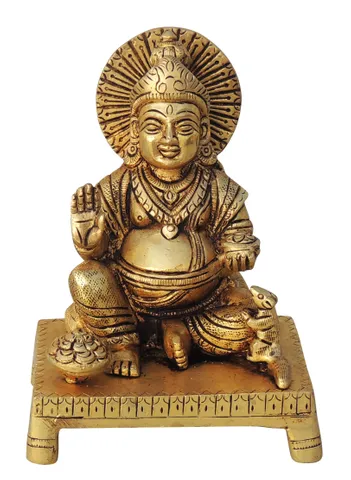 Brass Showpiece Kuber Ji God Idol Statue - 4*3*4.6 Inch (BS1444 D)