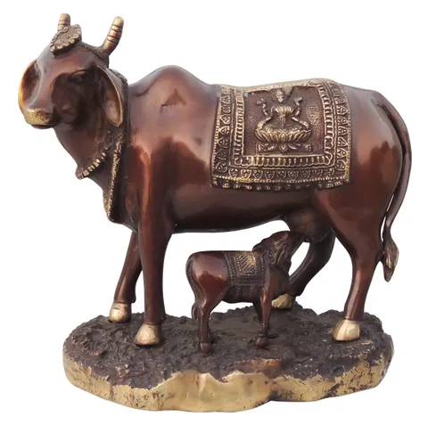Brass Showpiece Cow God Idol Statue - 11*5*10 Inch (BS1458 F)