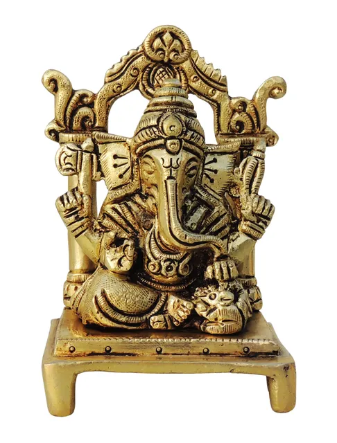 Brass Showpiece Ganesh Ji God Idol Statue - 3*2.2*4.5 Inch (BS1441 G)