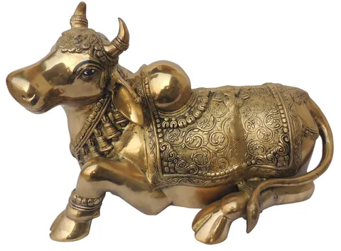 Brass Showpiece Nandi God Idol Statue (BS1382 D)