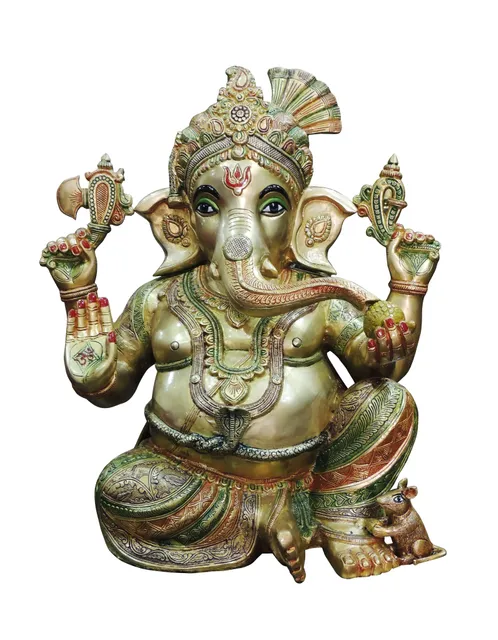 Brass Showpiece Ganesh Ji Statue Idol  - 18*12*20.5 Inch (BS1499 A)
