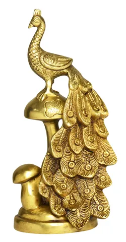 Brass Showpiece Peacock Statue - 5*2.5*9 Inch (BS1504 D)