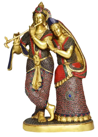 Brass Showpiece Radha Krishna God Idol Statue - 13*7*24 Inch (BS1509 C)