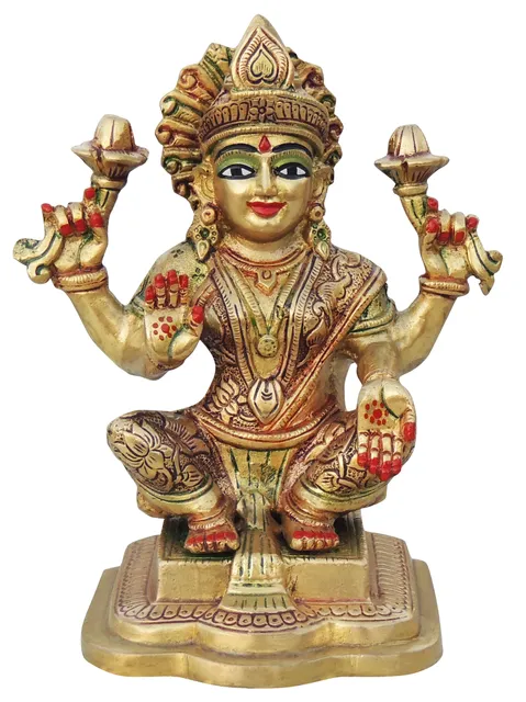 Brass Showpiece Laxmi Ji God Idol Statue - 4.4*3.5*7.5 inch (BS1063 L)