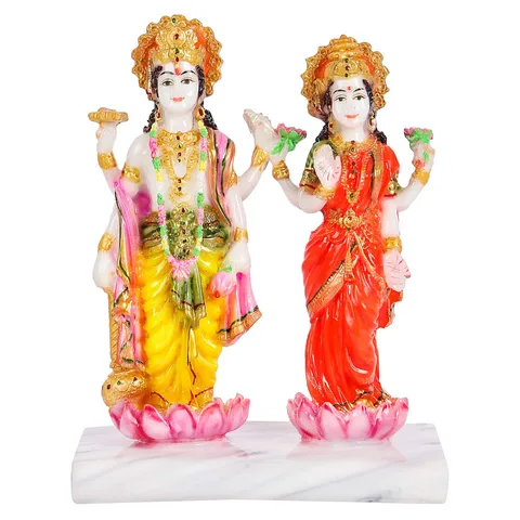 Marble Dust Standing Laxmi Vishnu Idol  - 6.5*3.5*8 inch (MB0100)