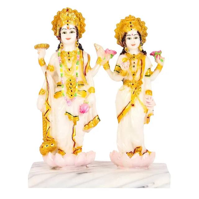 Marble Dust Standing Laxmi Vishnu Idol  - 6.5*3.5*8 inch (MB0099)