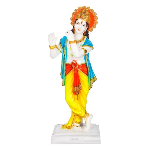 Krishna Marble Statue, Krishna Murti For Pooja Room, Krishna Idols  - 6*3*16.5 inch (MB0095)
