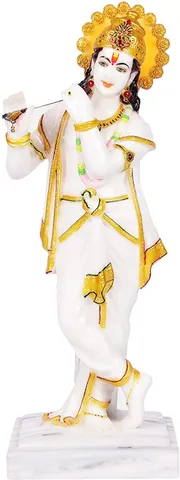 Krishna Marble Statue, Krishna Murti For Pooja Room, Krishna Idols  - 6*3*16.5 inch (MB0094)