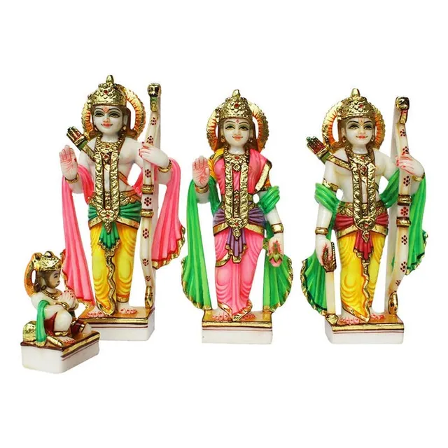 Composite Marble Ram Darbar Idol, Ram Sita Laxman And Hanuman Statue - 9.5*4.5*13 inch (MB0042)