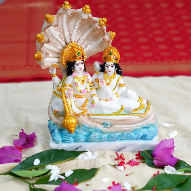 Marble Dust Laxmi Vishnu Idol  - 6.5*3.5*9 inch (MB0103)