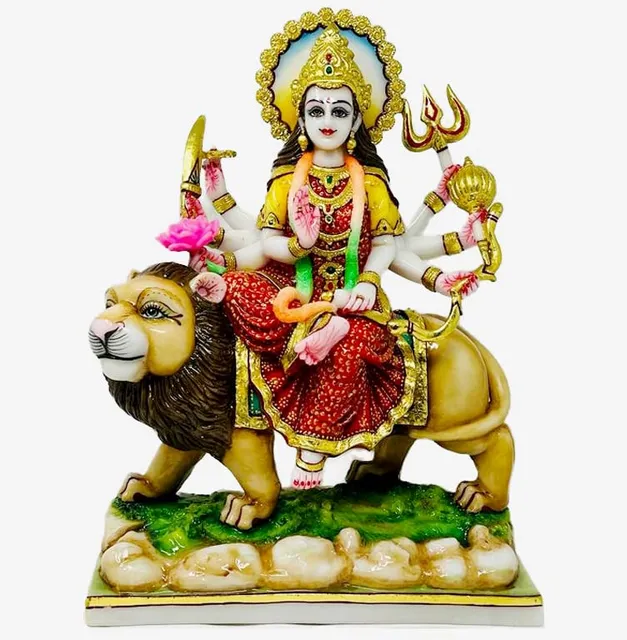 Composite Marble Mata Sherawali, Mata Rani, Goddess Durga Mata - 11*6*15 inch (MB0024)