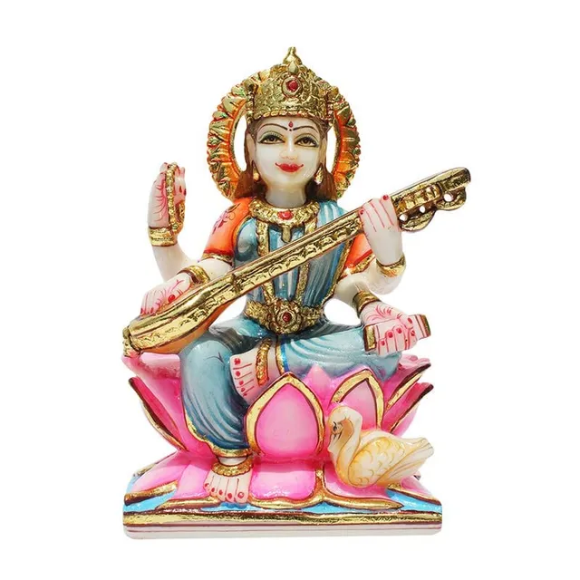 Composite Marble Goddess Saraswati Idol - 6*3*9 inch (MB0022)