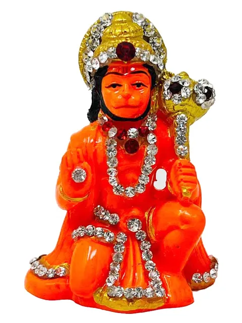 Marble Dust Ashirwad Hanuman Idol Stone Work - 3*3*4 inch (MB0012)