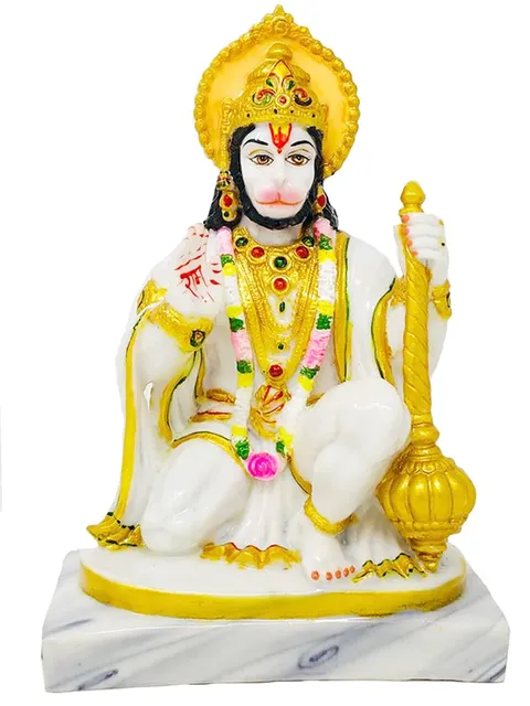 Marble Dust Ashirwad Hanuman Idol - 5.5*3.5*8.5 inch (MB0011)