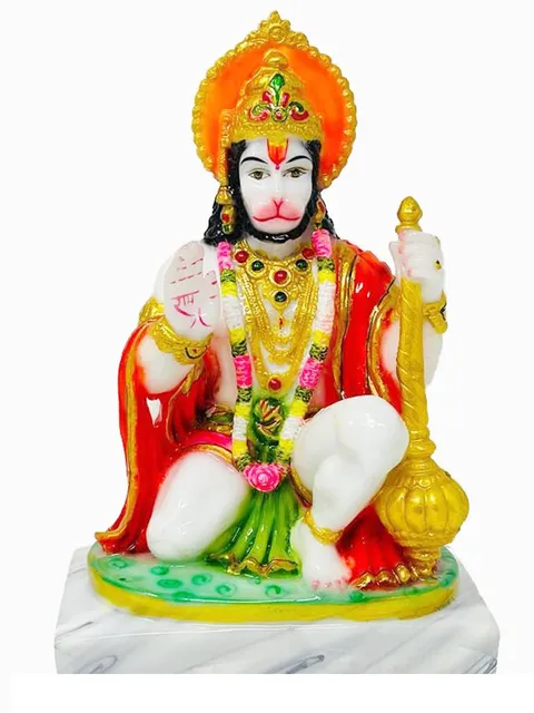 Marble Dust Ashirwad Hanuman Idol - 5.5*3.5*8.5 inch (MB0010)