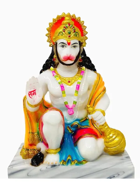 Marble Dust Ashirwad Hanuman Idol - 5.5*3.5*8.5 inch (MB0008)