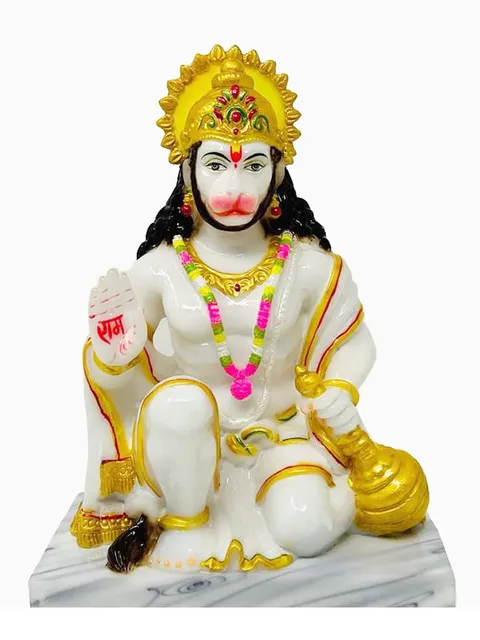 Marble Dust Ashirwad Hanuman Idol - 5.5*3.5*8.5 inch (MB0007)