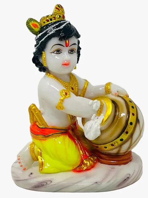 Marble Dust Krishna Makhan Chor Murlidhar Idol  - 6.5*4*8 inch (MB0119)