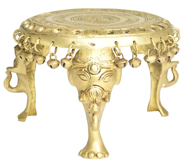 Brass Showpiece Chowki For God Idol - 8.5*8.5*6 Inch (BS1514 A)