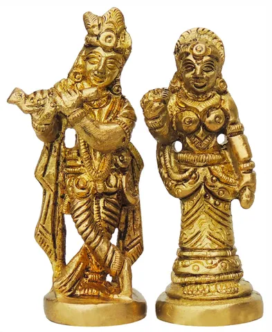 Brass Showpiece Radha Krishna God Idol Statue - 2*1*3 Inch (BS009)
