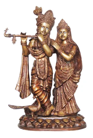 Brass Showpiece Radha Krishna God Idol Statue - 18.5*10.4*30 Inch (BS683 B)