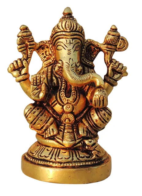 Brass Showpiece Ganesh Ji God Idol Statue - 2.5*2*3.5 Inch (BS1461 D)
