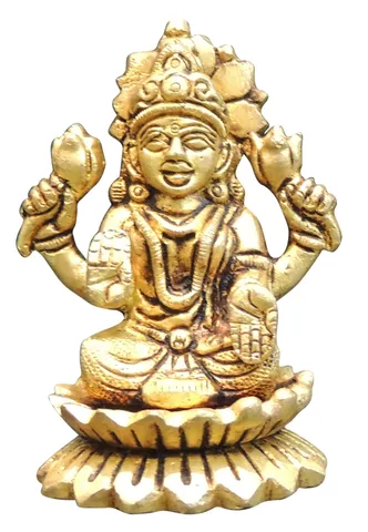 Brass Showpiece Laxmi Ji God Idol Statue - 2*1.7*3 Inch (BS1480 L)