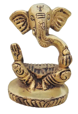Brass Showpiece Ganesh Ji God Idol Statue - 1.7*1.7*2.7 Inch (BS1481 A)