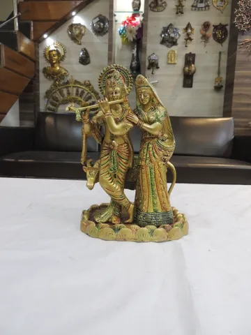 Brass Showpiece Radha Krishna God Idol Statue - 7.5*5.5*11 Inch (BS1231 A)