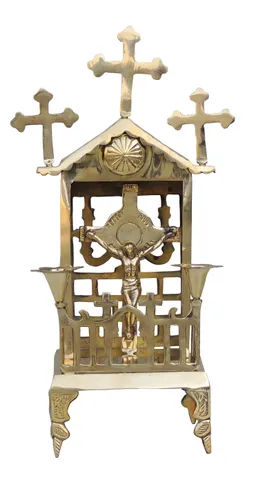 Brass Jesus Christ Church  with Candle Stand - 7*6*15.5 (Z576 E)