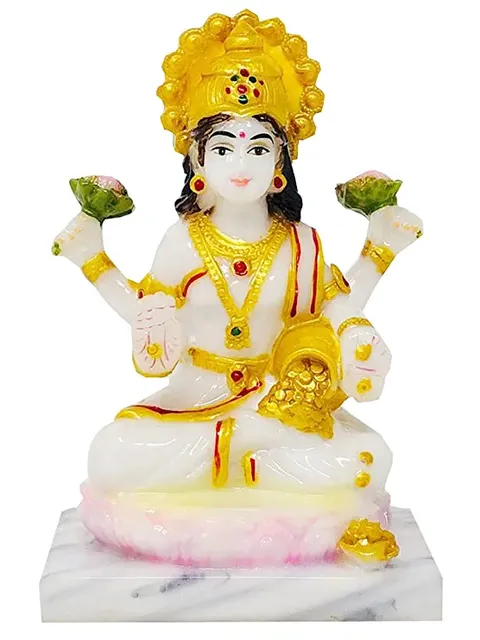 Showpiece Marble Dust Laxmi God Idol Statue - 3.5*3*5.5 Inch (MB0123)