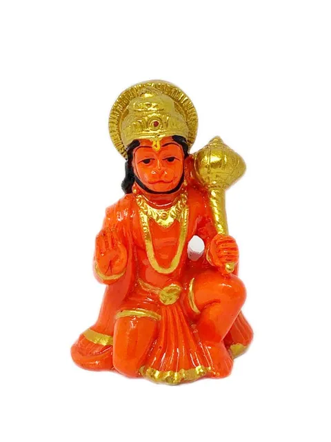 Showpiece Lord Hanuman Multicolour God Bajrangbali Orange Marble God Idol Statue - 2.5*2.5*3.5 Inch (MB0125)