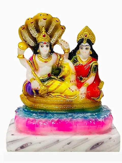 Showpiece Marble Dust Vishnu Laxmi God Idol Statue - 3*4*5.5 Inch (MB0138)